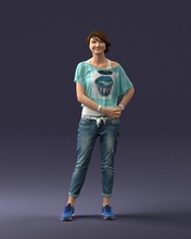 woman jeans 0260 3d print ready scan model polygon 3dprint human male realistic posed character people miniatures man child style success outfit fashion 3d print model - Mito3D