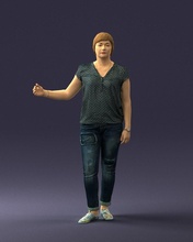 woman jeans short hair 0367 3d print ready scan model polygon 3dprint human male realistic posed character people miniatures man child style success outfit fashion 3d print model - Mito3D