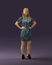 woman in leopard dress 0612 3d print ready model 3dexport scan polygon 3dprint human male realistic posed character people miniatures man child style success outfit fashion 3d print model - Mito3D