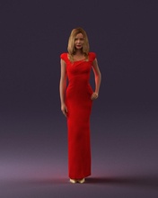woman long red dress 0535 3d print ready scan model polygon 3dprint human male realistic posed character people miniatures man child style success outfit fashion 3d print model - Mito3D