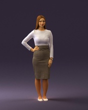 woman office style 0546 3d print ready scan model polygon 3dprint human male realistic posed character people miniatures man child success outfit fashion 3d print model - Mito3D