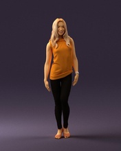 woman orange 0609 3d print ready scan model polygon 3dprint human male realistic posed character people miniatures man child style success outfit fashion 3d print model - Mito3D