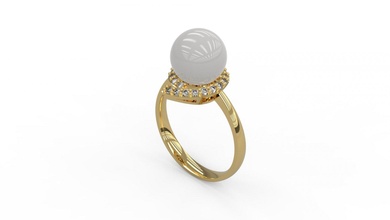 mujer perla solitario anillo 99 3d impresión modelo in anillos 3dexport oro joya joyería plata imprimible diamante moda boda zafiro rubí amor 3d print model - Mito3D