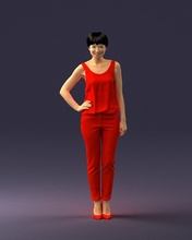 woman red suit 0365 3d print ready scan model polygon 3dprint human male realistic posed character people miniatures man child style success outfit fashion 3d print model - Mito3D