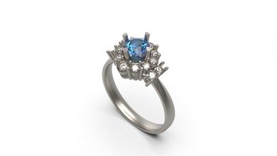 femme bague 01 or bijou bijoux argent imprimable diamant mode mariage solitaire saphir rubis 3d print model - Mito3D