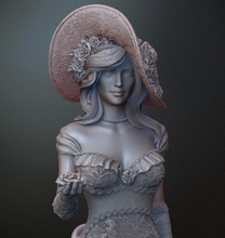 woman roses 3d print high poly model in 3dexport decoration fashion fashionista dress flowers lace hat beauty hairstyle gloves necklace bow elegant lady sweet graceful silk catwalk 3d print model - Mito3D