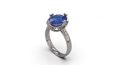 mujer solitario anillo 51 oro joya joyería plata imprimible diamante Moda Boda zafiro rubí amor 3d print model - Mito3D