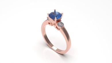 femme solitaire bague 53 or bijou bijoux argent imprimable diamant mode mariage saphir rubis l'amour 3d print model - Mito3D