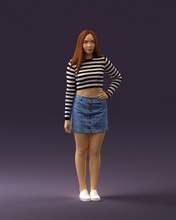 woman in striped blouse 0405 3d print ready model 3dexport scan polygon 3dprint human male realistic posed character people miniatures man child style success outfit fashion 3d print model - Mito3D