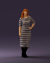 woman in striped red hair 0576 3d print ready model 3dexport scan polygon 3dprint human male realistic posed character people miniatures man child style success outfit fashion 3d print model - Mito3D