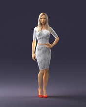woman white dress0221 3d print ready scan model polygon 3dprint human male realistic posed character people miniatures man child style success outfit fashion 3d print model - Mito3D