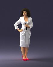woman white dress 0217 3d print ready scan model polygon 3dprint human male realistic posed character people miniatures man child style success outfit fashion 3d print model - Mito3D