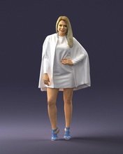 femme blanc robe 0232 3d impression prêt 3d print model - Mito3D