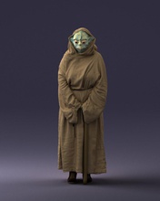 woman yoda 1101-5 3d print ready scan model polygon 3dprint human male realistic posed character people miniatures man child fantasy vestment clothes 3d print model - Mito3D