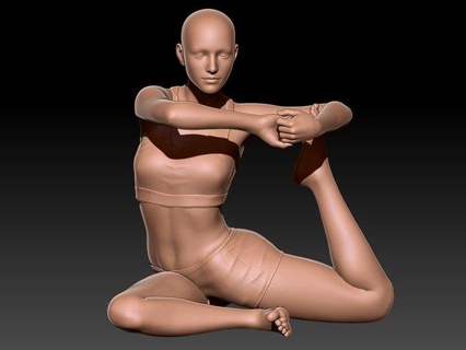 Kadın yoga kral güvercin poz 3d print model - Mito3D
