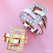 womans belt ring gold silver jewelry fashion shine jewellery gems diamonds stone 3d print model - Mito3D