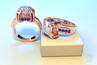 mulheres de ouro, anel pedras jóias jóia ouro gemas diamantes stl obj cnc rpinting imprimir cera printable estilo a moda metal 3d print model - Mito3D