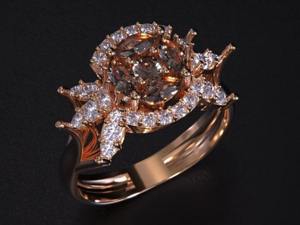 donne gioielleria squillare 3dm anelli diamante platino nozze Fidanzamento gioiello argento giallo oro rosa bianca lusso stampabile gioielli pietra preziosa bianco 3d print model - Mito3D
