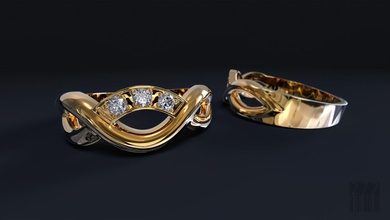 kadin yüzük in form of örgüler elmaslar 3d yazdır model yüzükler 3dexport moda takı stereolitografi desen lüks süs tasarım değerli taş mücevher balmumu yazdırılabilir stil obj 3d print model - Mito3D