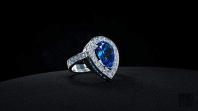femmes bague poire pierres bijoux impression or cire argent gemmes diamant luxe imprimable 3d print model - Mito3D