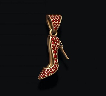 women shoes pendant gems pendants shoe paris france beauty accessory heels foot cloth elegant woman fashion footwear body care jewelry diamond shining metallic 3d print model - Mito3D