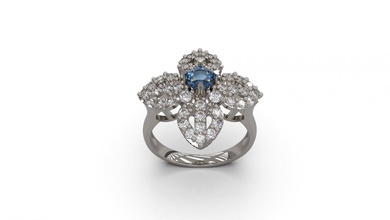 mujer solitario anillo 23 oro joya joyería plata imprimible diamante Moda Boda zafiro rubí amor 3d print model - Mito3D