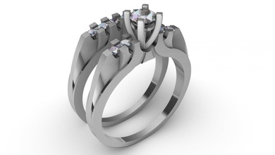 femmes anneaux diamant 3dprinted conception mode or d'or bijou bijoux impression imprimable prototypage bague argent 3d print model - Mito3D
