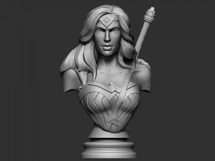 wonder woman bust wonder-woman heroine figurine superhero character body female dc statue art miniatures justice collectibles superman female-character figurines hero 3d print model - Mito3D