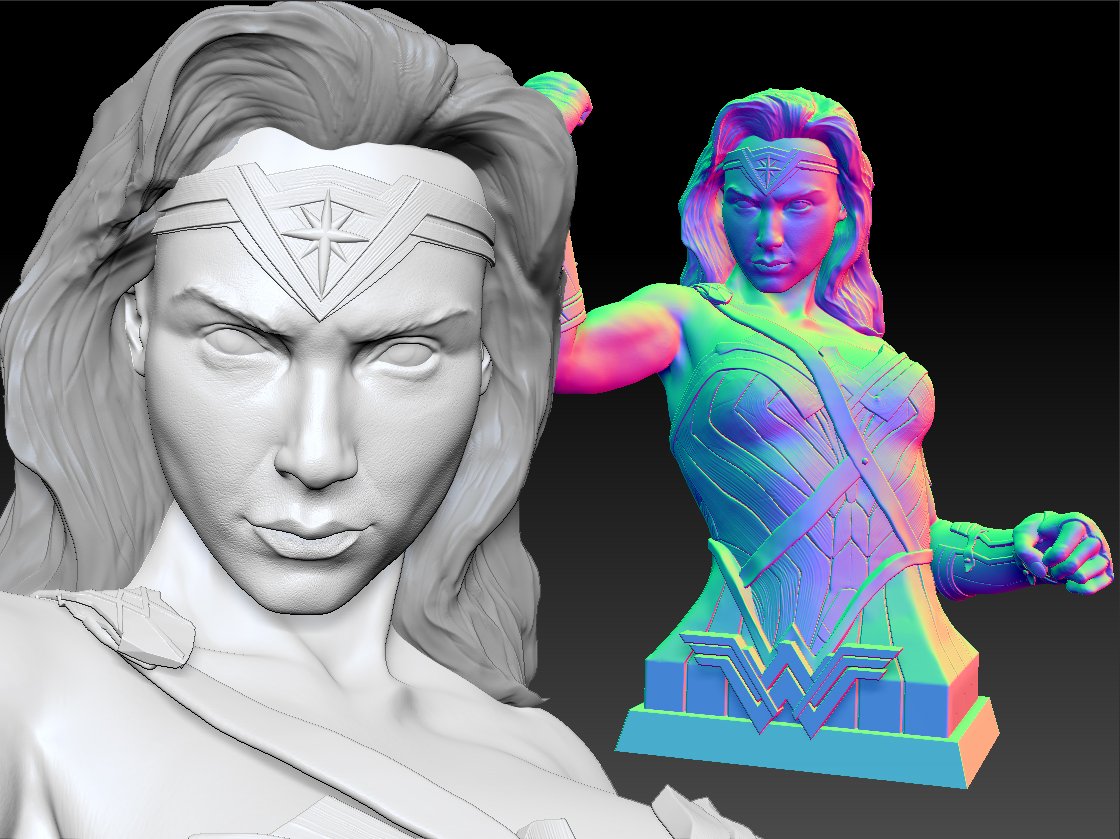 wunder frau gal gadot büste 3d drucken modell skulptur 3dexport film comics superheld superheldin wunderfrau hollywood schauspielerin wunderschönen sexy mädchen porträt kopf dc 3D print model - Mito3D