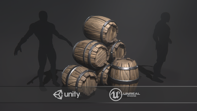 legno barile vino medievale fantasia unità unrealengine4 pbr game ready 3d print model - Mito3D