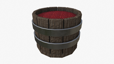 wooden basket cherry 3d model lowpoly ar vr pbr game asset 3d print model - Mito3D