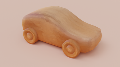 wooden car cartoon stylized model toy wood kid kids toys children play item object lowpoly 3d print model - Mito3D