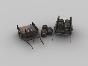 wooden cart pack aged ancient car game gameready horse iron lowpoly medieval pbr rust vehicle wagon wood 3d print model - Mito3D