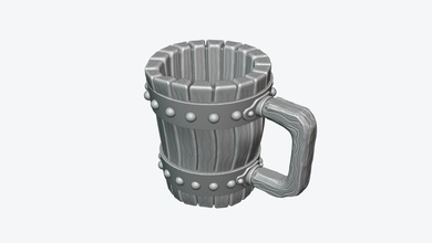 wooden cup mug drink beer pub pint tavern lager beverage medival house kitchen dining 3d print model - Mito3D