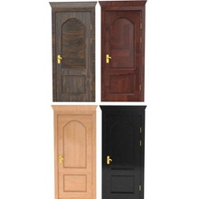 hölzern Tür einstellen Innere Außen Eingang Türen Türöffnung Griff 3d Modell pbr spielerisch Türknauf Knopf klassisch dunkel schwarz Plastik Design 3d print model - Mito3D
