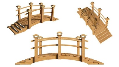 wooden garden bridge wood park decoration exterior decorative element 3d print model - Mito3D