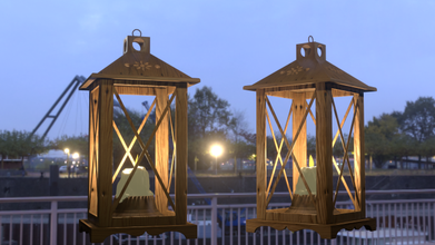 bois latern bougie lampe village antique ancien rouillé lanterne médiéval lumière pbr ville classique Jeu prêt rétro cassé extérieur 3d print model - Mito3D