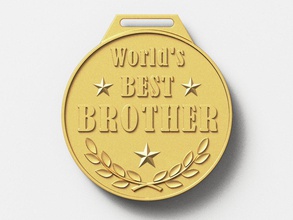 worlds best brother medal gold award holiday birthday congratulation gift badge cnc stl 3d-print obj 3d print model - Mito3D