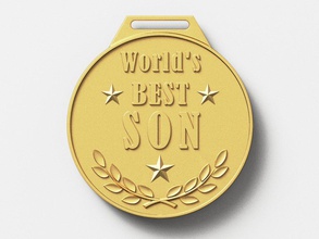 worlds son medal 3d print model in coins badges 3dexport gold award holiday birthday anniversary congratulation gift prize badge cnc stl obj 3d-print 3d print model - Mito3D