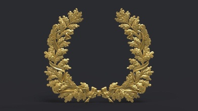 wreath oak leaves award decorative medal gold equipment miniatures memorabilia tree accorn 3d print model - Mito3D