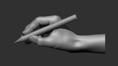 schreiben hand haltung 3d drucken modell 3dexport stift bildung studie finger skulptur gittergewebe bleistift halten kunst 3d print model - Mito3D