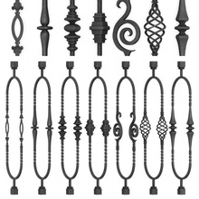 wrought iron bundle no03 railing fencing handrails fence metal forged counter staircase stairwell balcony hedge set 3d print model - Mito3D