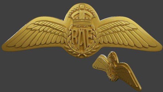 ww2 british royal air force wings action-figure military sculpture man soldier action miniature figure army gold historical-soldiers allies detailed decoration eagle icon emblem 3d print model - Mito3D