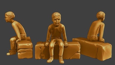 ww2 gündelik oğlan cb1 009 heykel minyatür savaş şekil Dünya Savaşı II insanlar çocuklar oynama çocuk kız kask aksiyon ayakta durmak action figure 3d print model - Mito3D