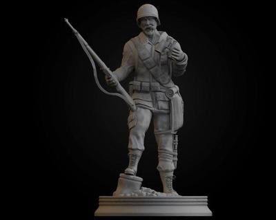 ww2 fácil empresa sólido 3d impresión modelo memorables soldado Ejército guerra miniaturas mueble imprimible militar arma personaje hombre armadura orgánico decoración 3d print model - Mito3D