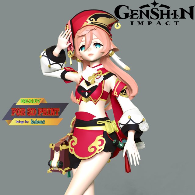 yanfei genshin impacto 3d impresión modelo in figuritas 3dexport lindo juego personaje 3dprint 3dprinting figura estatua anime dibujos animados arte miniaturas diseño manga 3D print model - Mito3D