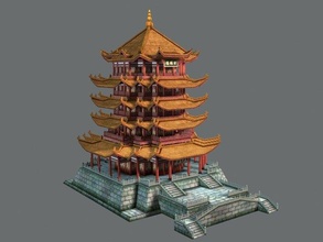 Jaune grue tour animation architectural architecture bâtiment Château Chine rêver empereur 3d print model - Mito3D