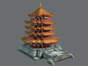 Gelb Kran Turm Animation architektonisch Architektur Gebäude Schloss China Traum Osten Kaiser 3d print model - Mito3D