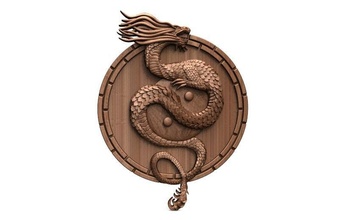 yin yang dragon cnc bas-relief relief deco art 3d print model - Mito3D