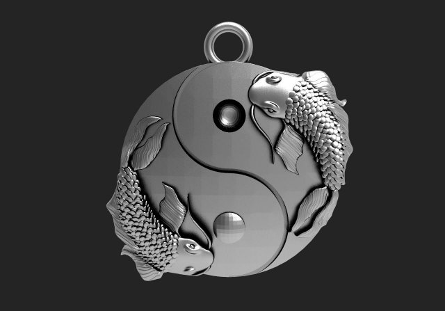 yin yang fish pendant pendants jewelry jewel 3D print model - Mito3D